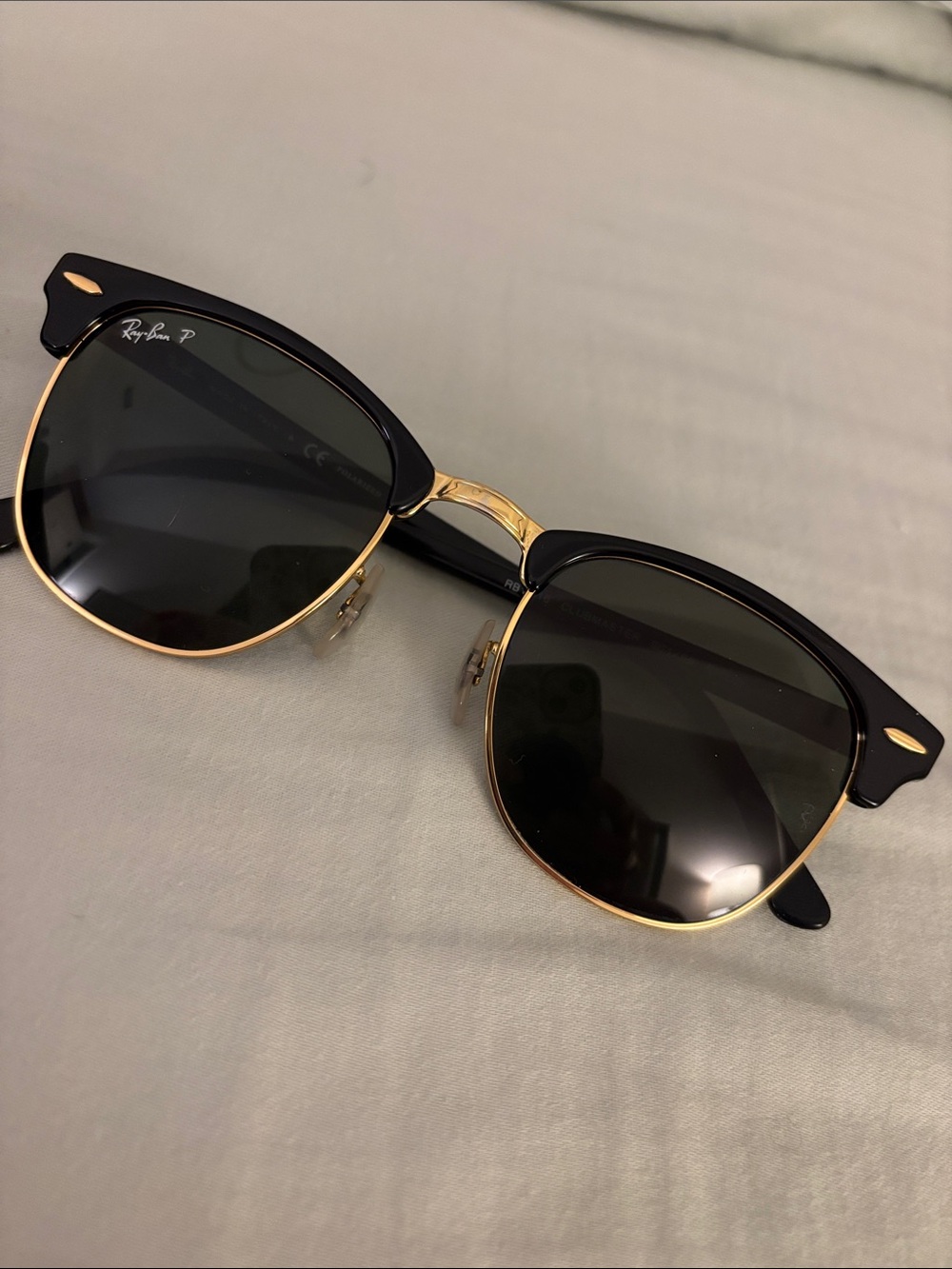 Ray-Ban Black & Gold Clubmaster Polarized Sunglasses